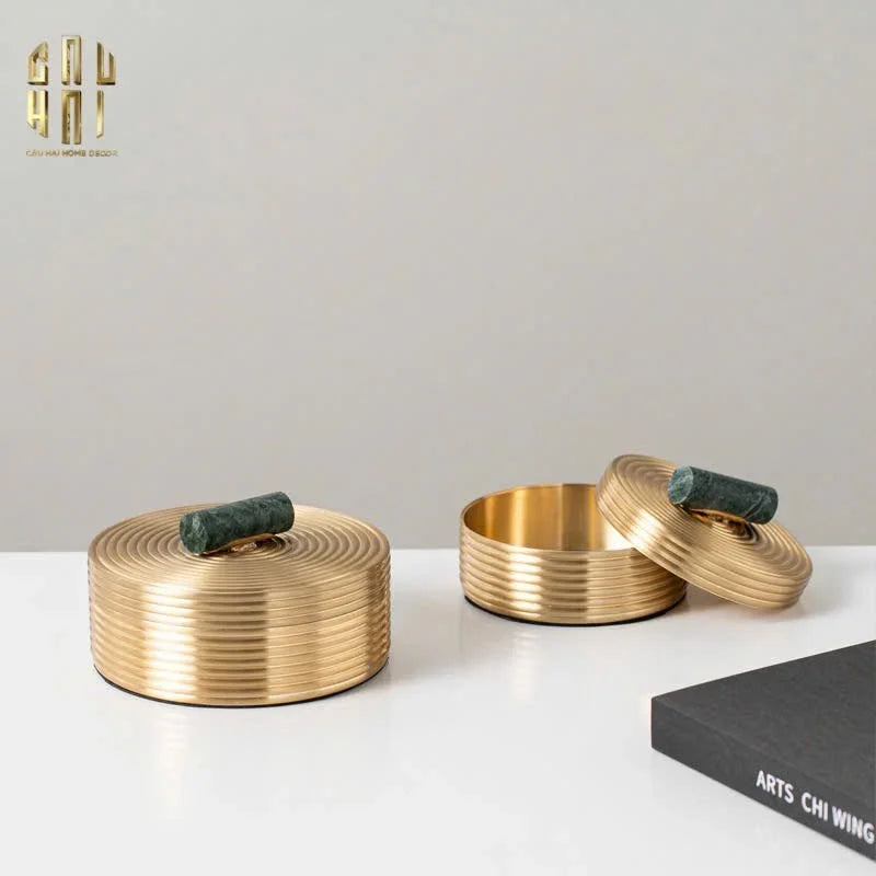 SET 2 HỘP BRASSON ORBIT LID-CẬU HAI HOME DECOR