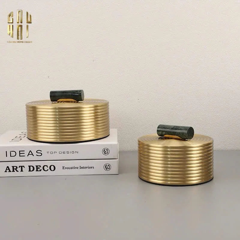 SET 2 HỘP BRASSON ORBIT LID-CẬU HAI HOME DECOR