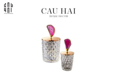 Set 2 Lọ Đá Mã Não - Quartz Pink-CẬU HAI HOME DECOR