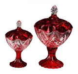 Set 2 Lọ Kẹo Pha Lê Đỏ Ruby Candy Lumiere Bonbonnière H21/H28