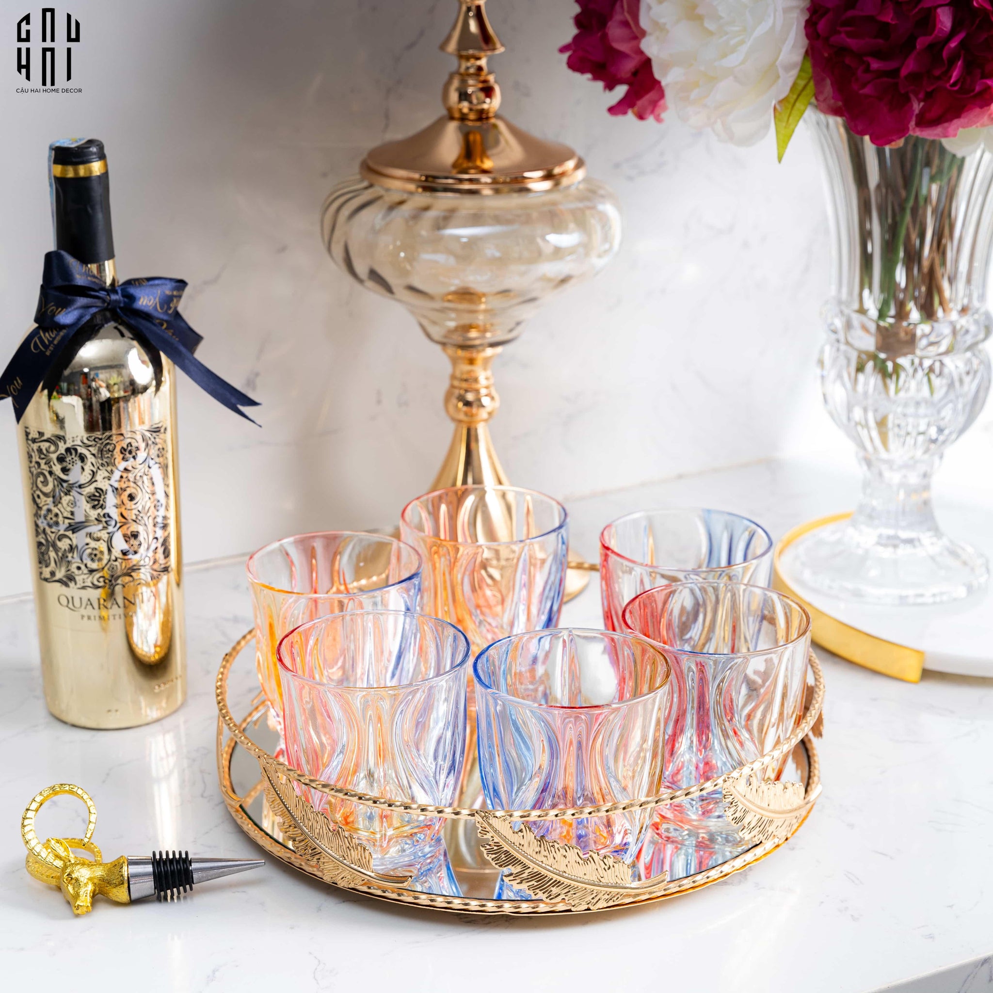 SET 2 LY AMETHYST - NO BOX SS25-CẬU HAI HOME DECOR