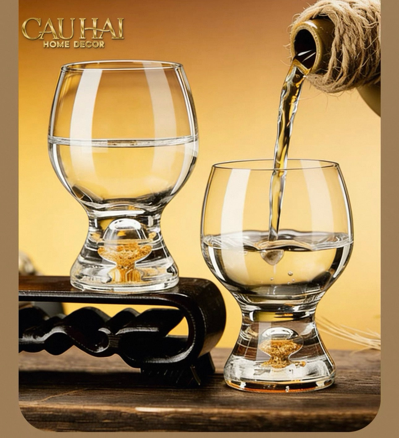 Set 2 Ly Bia Thuỷ Tinh Glacier Golden Diamond Cocktail Glasses 370Ml-LY THỦY TINH-CẬU HAI HOME DECOR