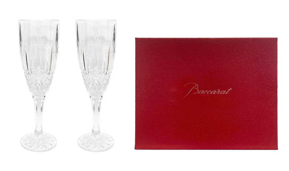 Maison Couture - Set 2 Ly Pha Lê Champagne  Crown  Cristalleries Allure Champagne Glasses 21.5x6.5 210ml