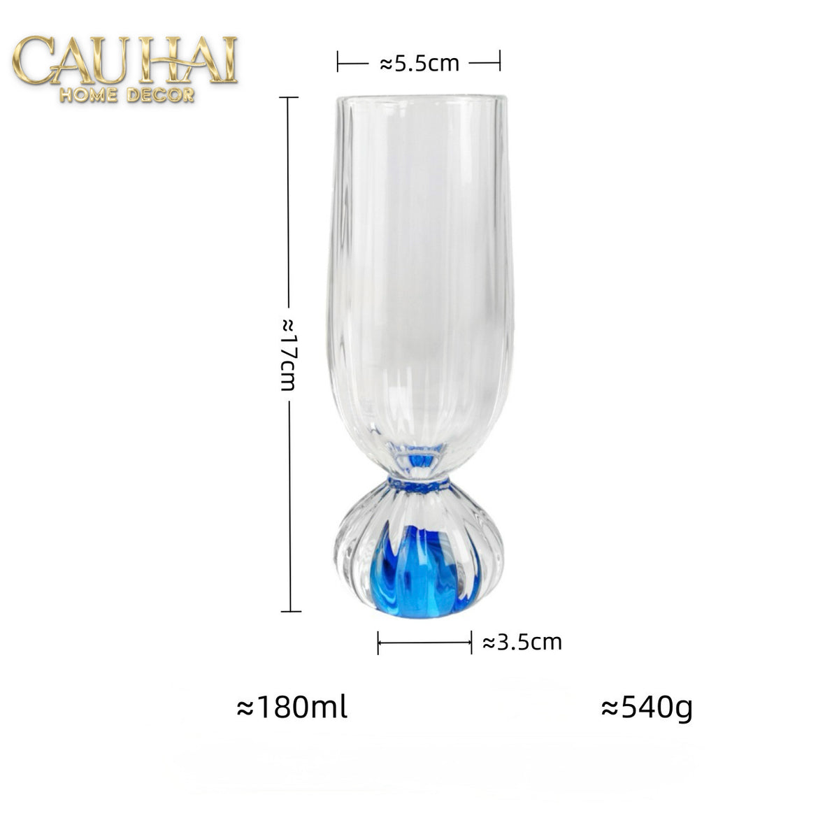 Set 2 Ly Cocktail Blue Sapphire Drop 180ml-LY THỦY TINH-CẬU HAI HOME DECOR