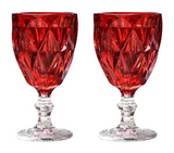 Set 2 Ly Cocktail Thuỷ Tinh Diamond Facetté Goblet - Ruby Red 8.6x16.8 300Ml