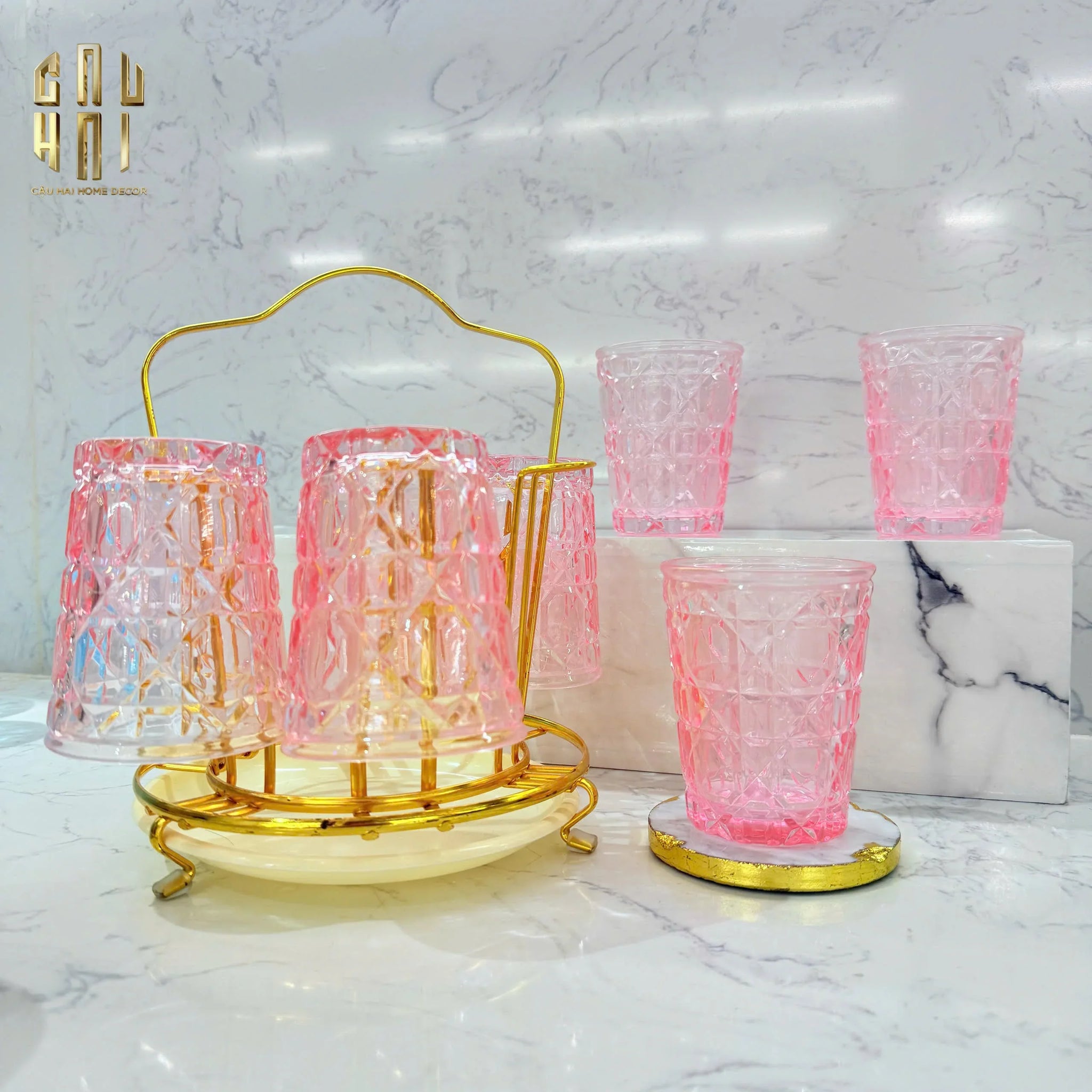 Set 2 Ly Cocktails Thuỷ Tinh D.O Full Box - Quartz Rosé 310Ml-CẬU HAI HOME DECOR