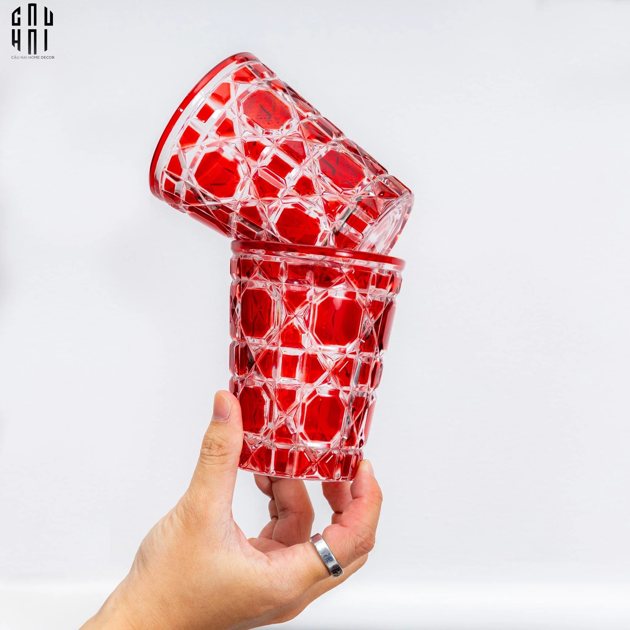 SET 2 LY D.O - RUBY RED 310ML-CẬU HAI HOME DECOR