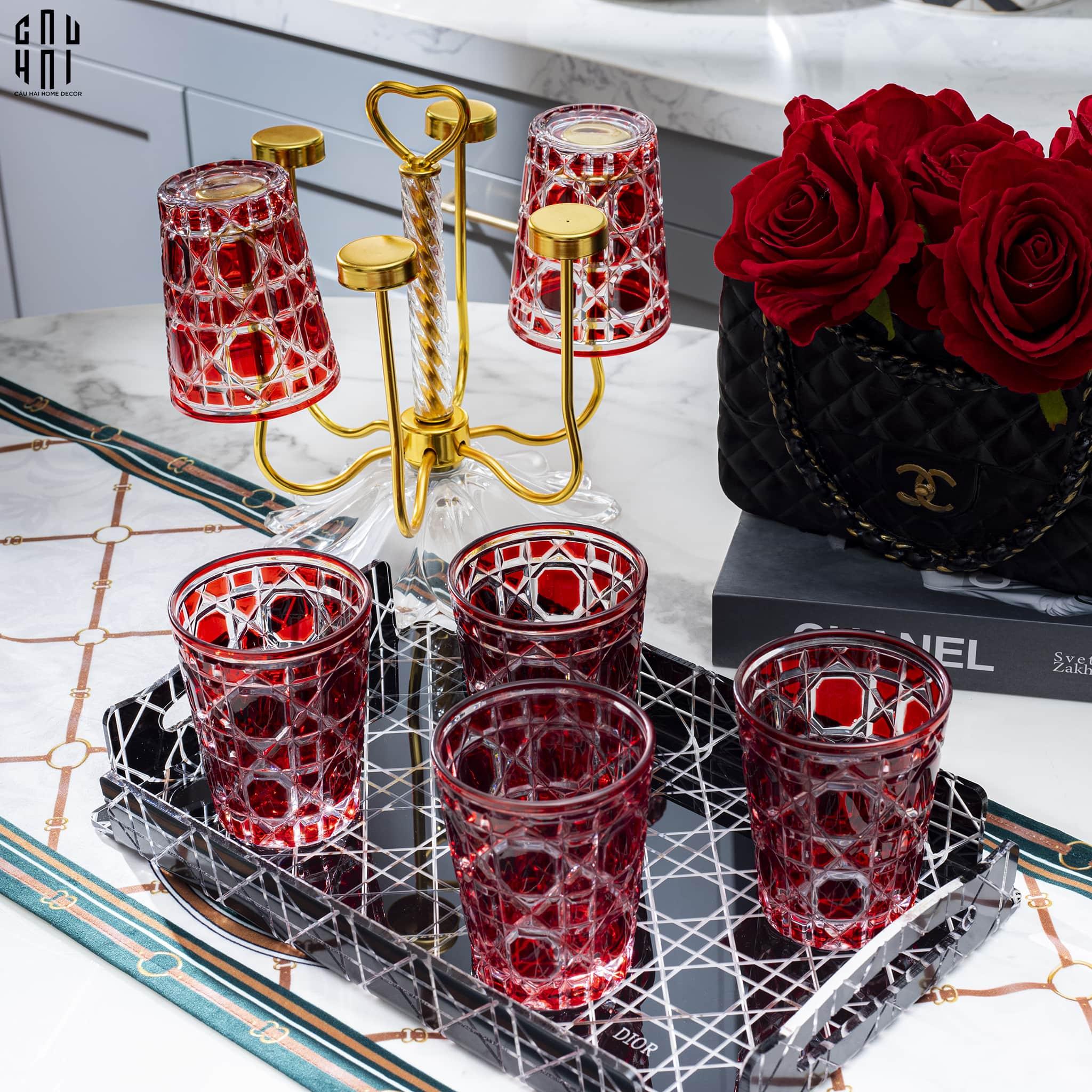 SET 2 LY D.O - RUBY RED 310ML-CẬU HAI HOME DECOR