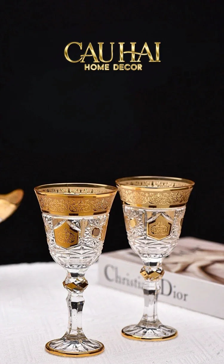 Set 2 Ly Imperial Aureate Byzantine - Lumière D'Or Cristalleries Goblet-LY THỦY TINH-Đối tác tại Trung Quốc theo từng đơn đặt hàng-CẬU HAI HOME DECOR