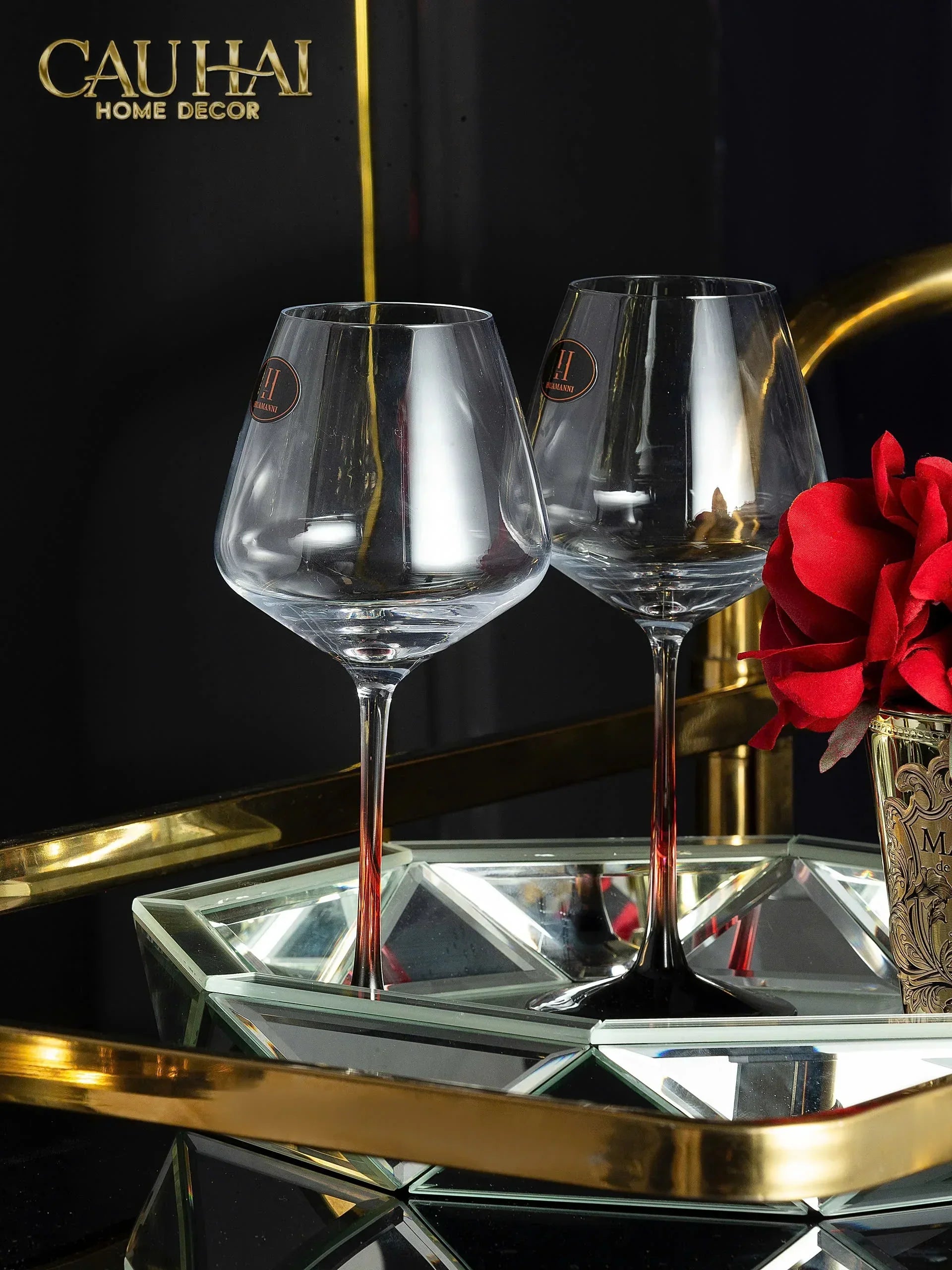 Set 2 Ly Thuỷ Tinh Vang Đỏ Vino Russo Burgundy - No Box 550ml 6x18-CẬU HAI HOME DECOR
