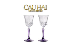 Set 2 Ly Vang Diamond Goblet Plum Crystal 200Ml-CẬU HAI HOME DECOR
