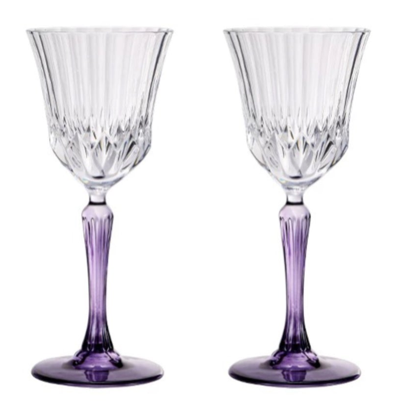 Set 2 Ly Vang Diamond Goblet Plum Crystal 200Ml
