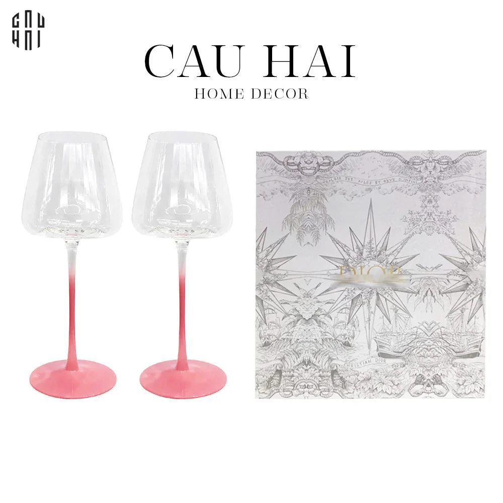 SET 2 LY VANG RED WINE CRYSTAL - LOVELY D.O FULL BOX SS25-CẬU HAI HOME DECOR