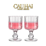 Set 2 Ly Whiskey Chân Cao Goblet Parisienne Charm Bistro Glasses 200Ml-LY THỦY TINH-CẬU HAI HOME DECOR