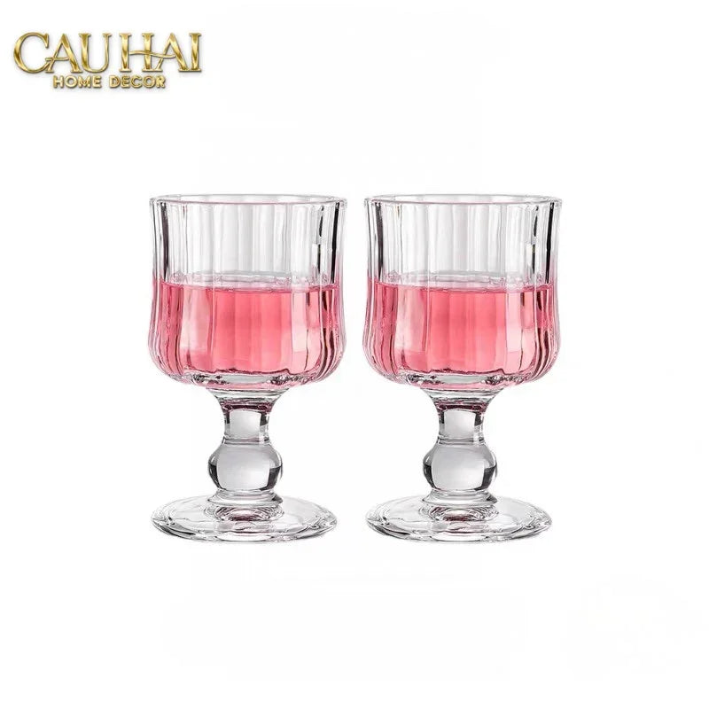 Set 2 Ly Whiskey Chân Cao Goblet Parisienne Charm Bistro Glasses 200Ml-CẬU HAI HOME DECOR