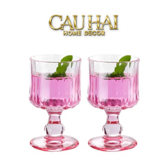 Set 2 Ly Whiskey Chân Cao Goblet Parisienne Charm Bistro Glasses 200Ml-CẬU HAI HOME DECOR