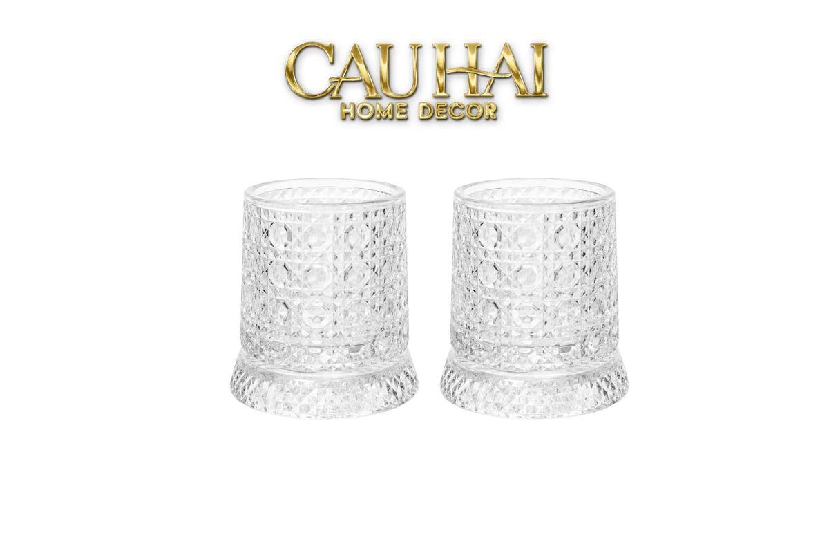 Set 2 Ly Whisky Thuỷ Tinh Đế Xoay - Prism Spin Glass Set 2pcs-LY THỦY TINH-CẬU HAI HOME DECOR