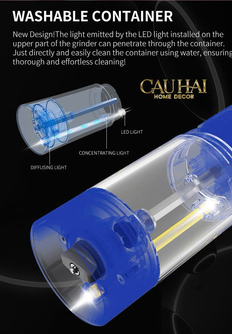 Set 2 Máy Xay Điện Electric Pepper & Salt Grinder Set - CẬU HAI HOME DECOR