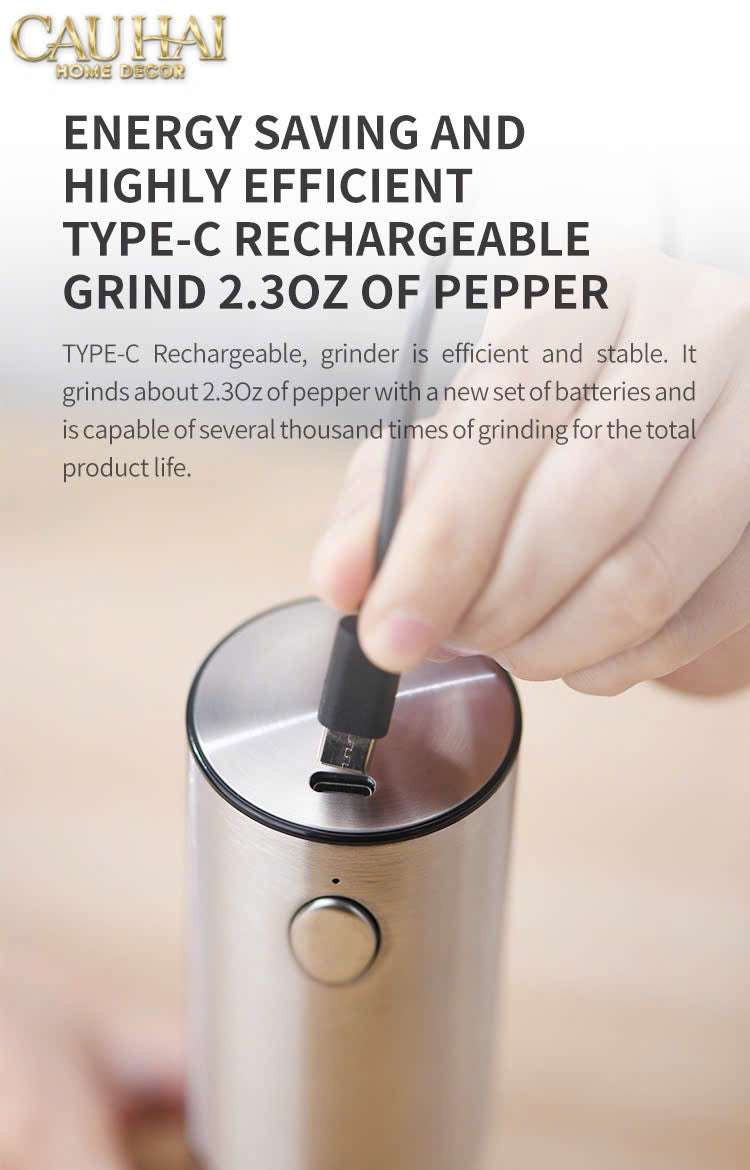 Set 2 Máy Xay Điện Electric Pepper & Salt Grinder Set - CẬU HAI HOME DECOR