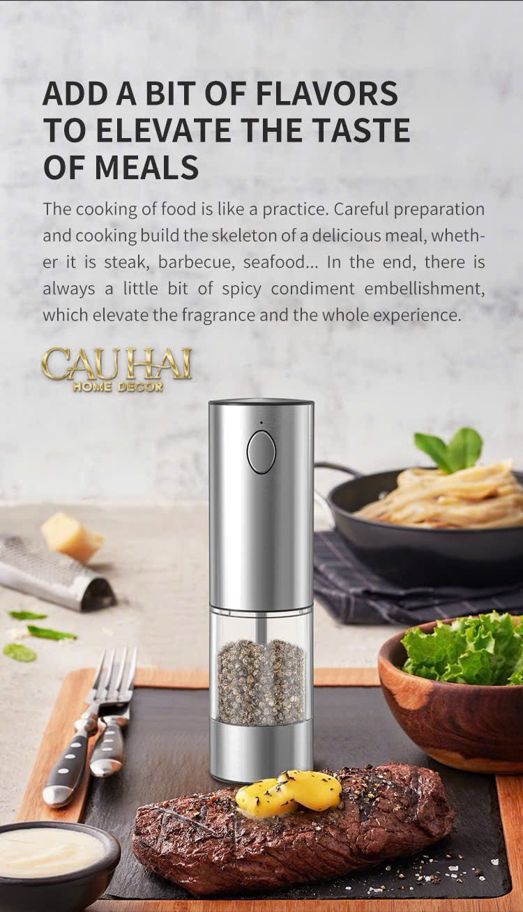 Set 2 Máy Xay Điện Electric Pepper & Salt Grinder Set - CẬU HAI HOME DECOR