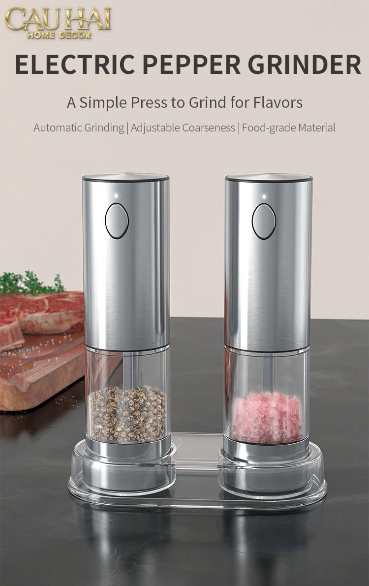Set 2 Máy Xay Điện Electric Pepper & Salt Grinder Set - CẬU HAI HOME DECOR