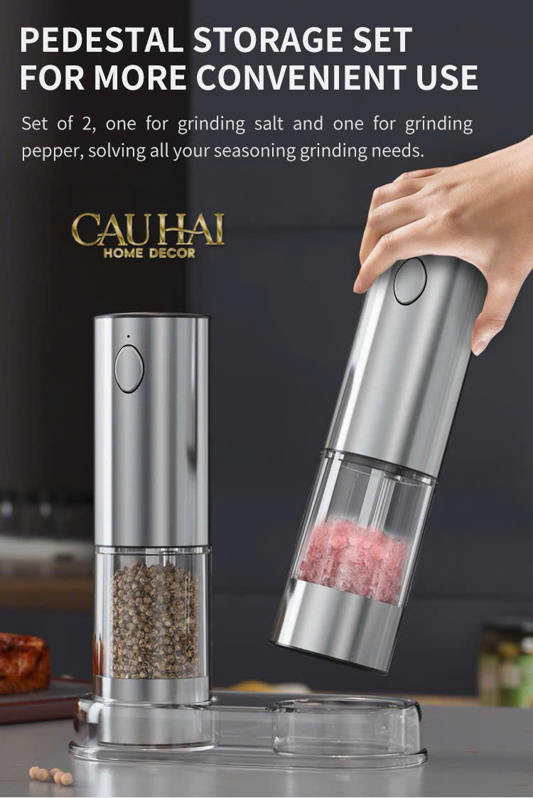 Set 2 Máy Xay Điện Electric Pepper & Salt Grinder Set - CẬU HAI HOME DECOR