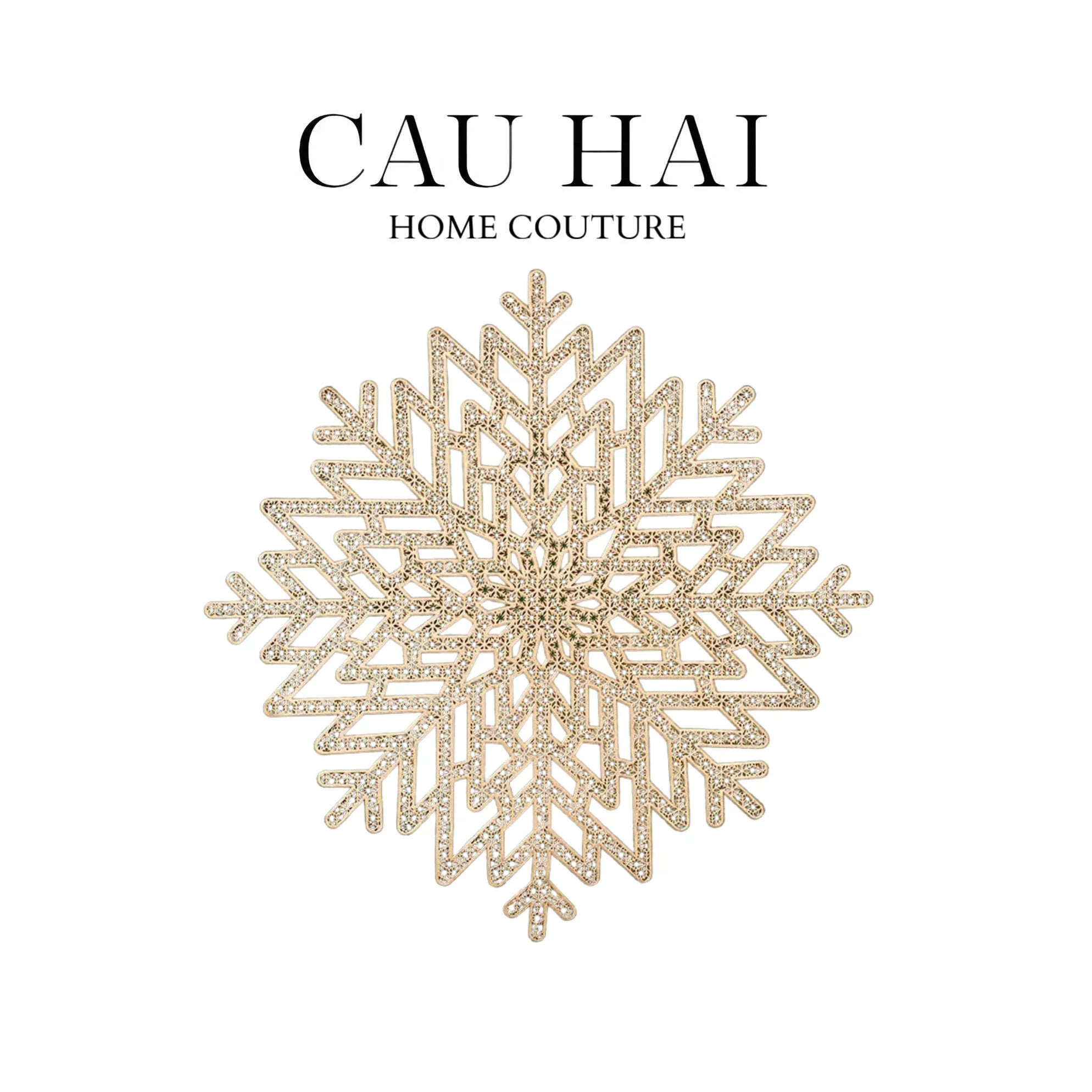 SET 2 TẤM LÓT BÀN ĂN - PLACEMAT GOLDEN SNOWFLAKE-CẬU HAI HOME DECOR