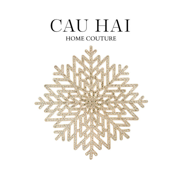 SET 2 TẤM LÓT BÀN ĂN - PLACEMAT GOLDEN SNOWFLAKE-CẬU HAI HOME DECOR
