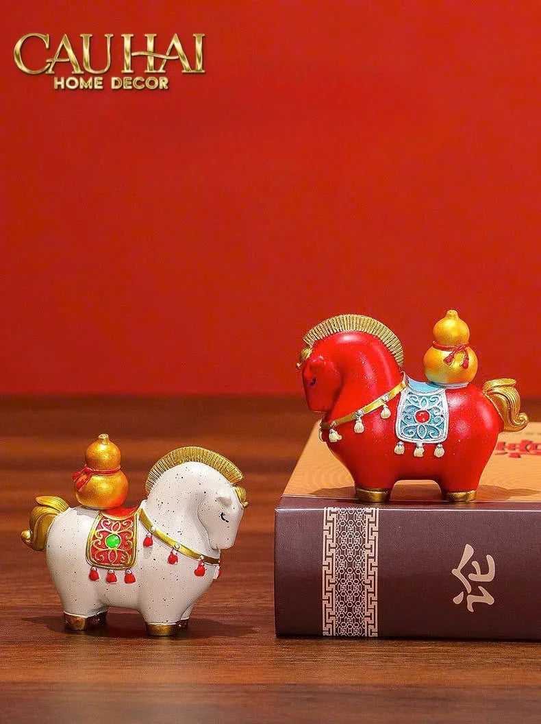Set 2 Tượng Chu Mã Cát Tường Gift Box-CẬU HAI HOME DECOR