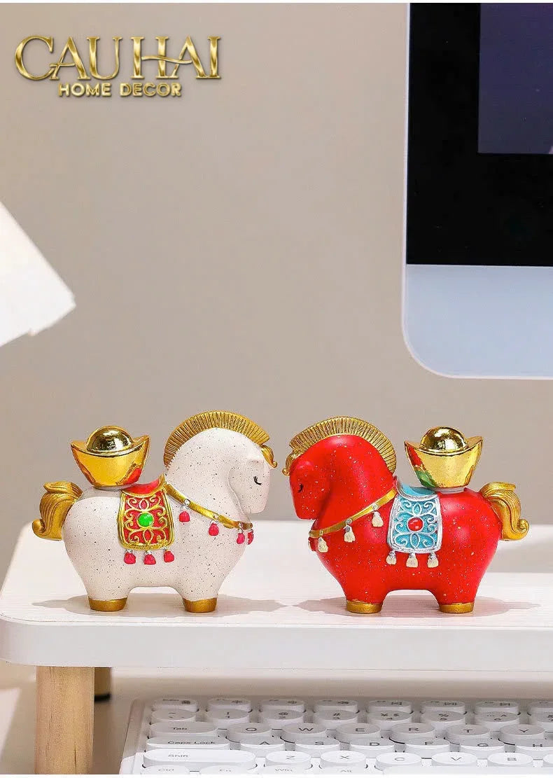Set 2 Tượng Chu Mã Cát Tường Gift Box-CẬU HAI HOME DECOR