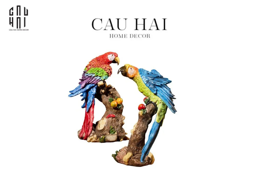 Set 2 Tượng Maison Jungle Parrot - Lovers-CẬU HAI HOME DECOR