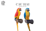 SET 2 TƯỢNG MAISON JUNGLE PARROT ON A PERCH-CẬU HAI HOME DECOR