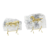 Maison Couture - Set 2 Tượng Ngựa Đồng Đá Thạch Anh Équestre Gilded Hidden Stallion Grande Quartz