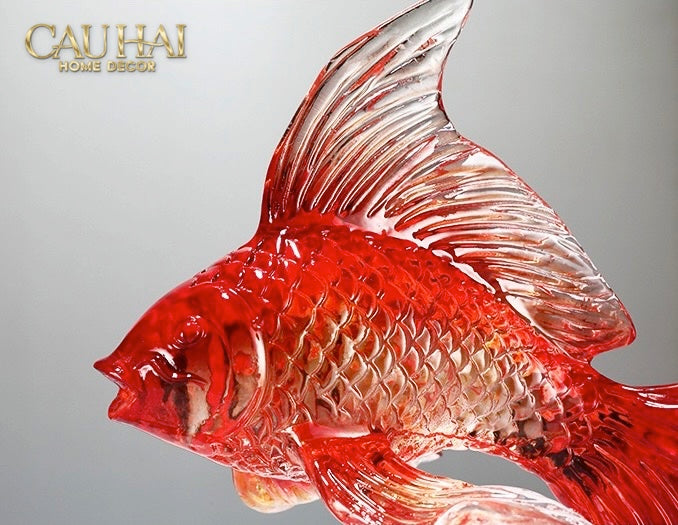 Set 2 Tượng Resin Song Ngư Vượng Phát – Fortune Koi Duo-TƯỢNG TRANG TRÍ-CẬU HAI HOME DECOR