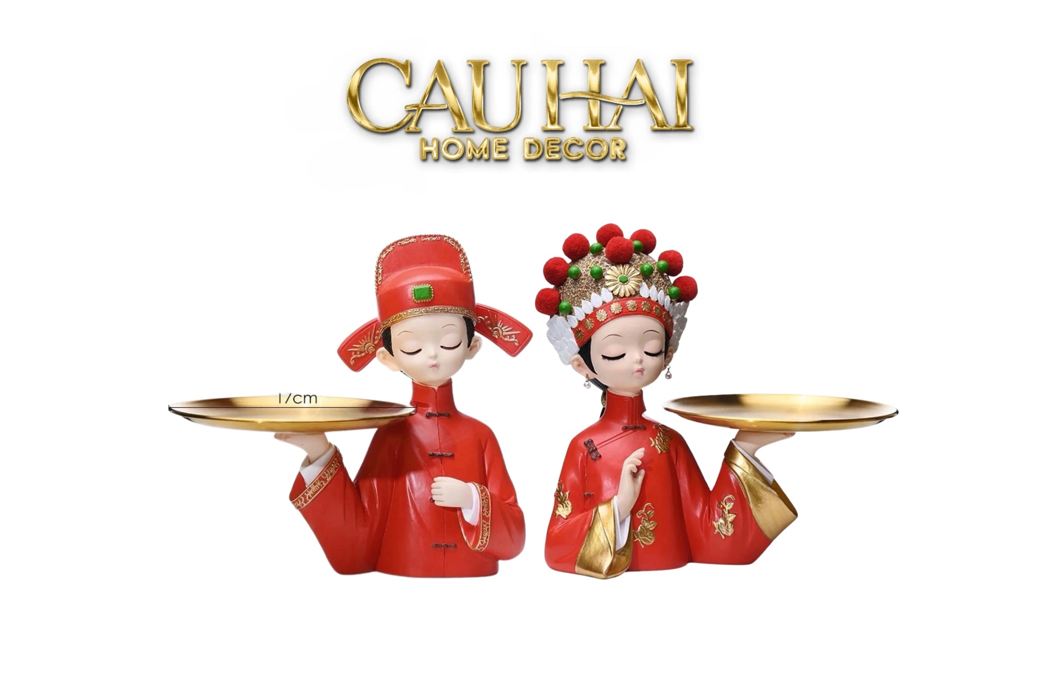 Set 2 Tượng "Tân Lang Tân Nương - Figurine Dynasty Imperial Wedding-CẬU HAI HOME DECOR
