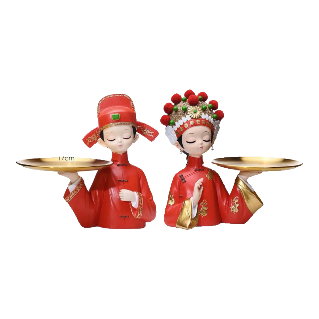 Set 2 Tượng "Tân Lang Tân Nương - Figurine Dynasty Imperial Wedding