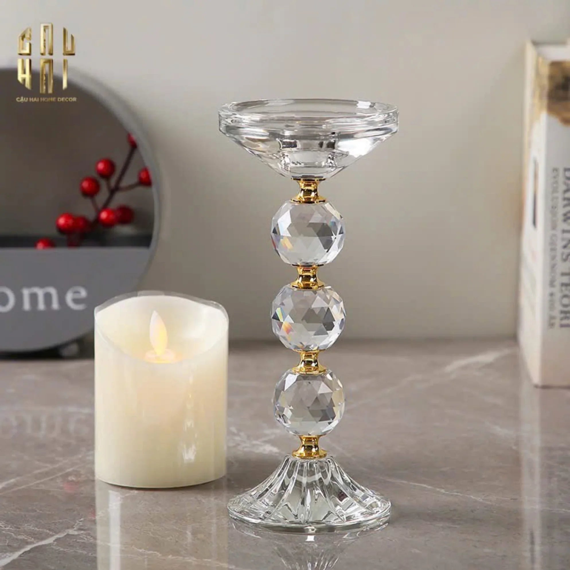 SET 3 ĐẾ NẾN CRYSTAL CROWN TRIO-CẬU HAI HOME DECOR