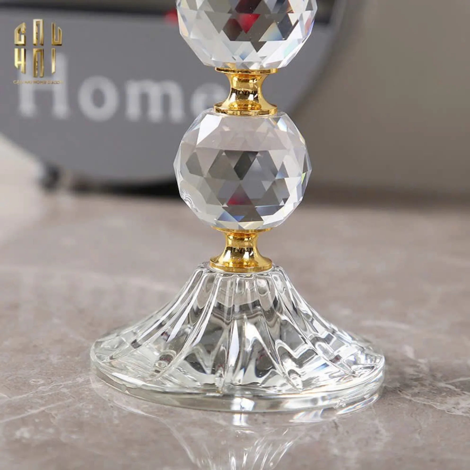 Set 3 Đế Nến Crystal Crown Triptyque Candle Holders-CẬU HAI HOME DECOR