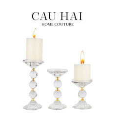 Set 3 Đế Nến Crystal Crown Triptyque Candle Holders-CẬU HAI HOME DECOR