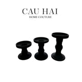 SET 3 ĐẾ NẾN THUỶ TINH ĐEN LACQUERED CRYSTAL-CẬU HAI HOME DECOR