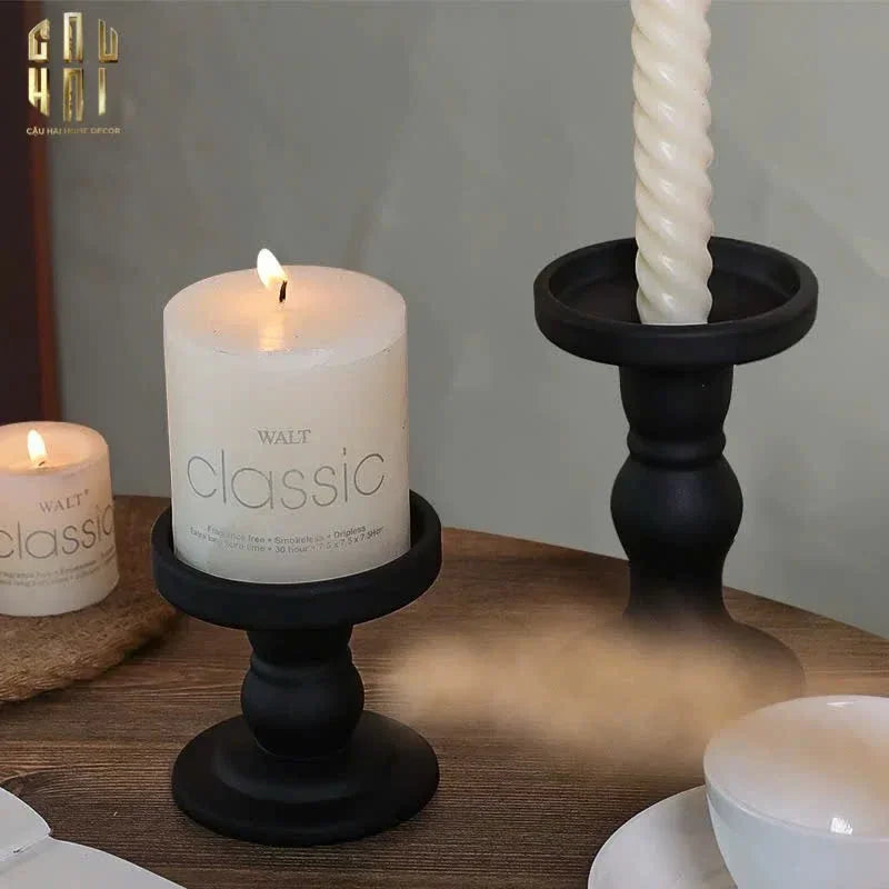 SET 3 ĐẾ NẾN THUỶ TINH ĐEN LACQUERED CRYSTAL-CẬU HAI HOME DECOR