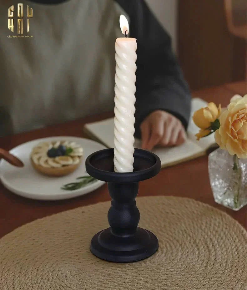 SET 3 ĐẾ NẾN THUỶ TINH ĐEN LACQUERED CRYSTAL-CẬU HAI HOME DECOR