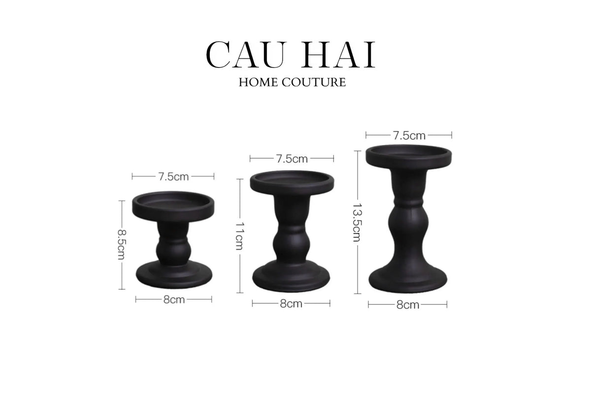 Set 3 Đế Nến Thuỷ Tinh Đen Lacquered Crystal-ĐẾ NẾN-Đối tác tại Trung Quốc theo từng đơn đặt hàng-CẬU HAI HOME DECOR