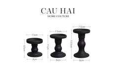 Set 3 Đế Nến Thuỷ Tinh Đen Lacquered Crystal-CẬU HAI HOME DECOR