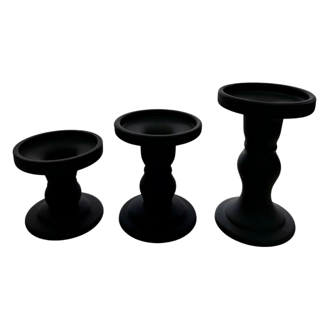 Set 3 Đế Nến Thuỷ Tinh Đen Lacquered Crystal - CẬU HAI HOME DECOR