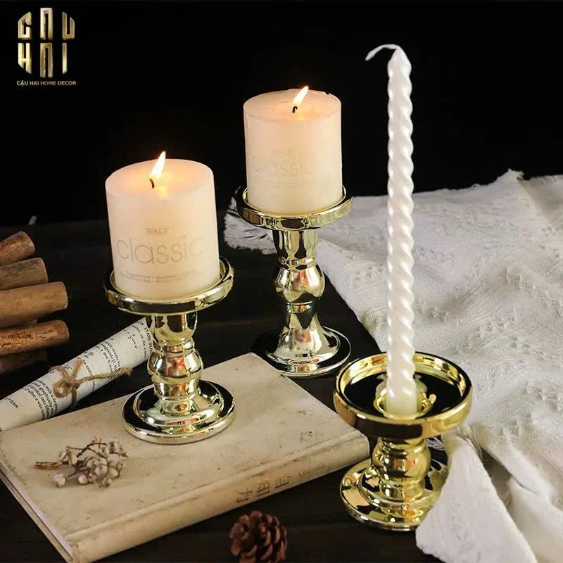 SET 3 ĐẾ NẾN THUỶ TINH GOLD LACQUERED CRYSTAL-CẬU HAI HOME DECOR