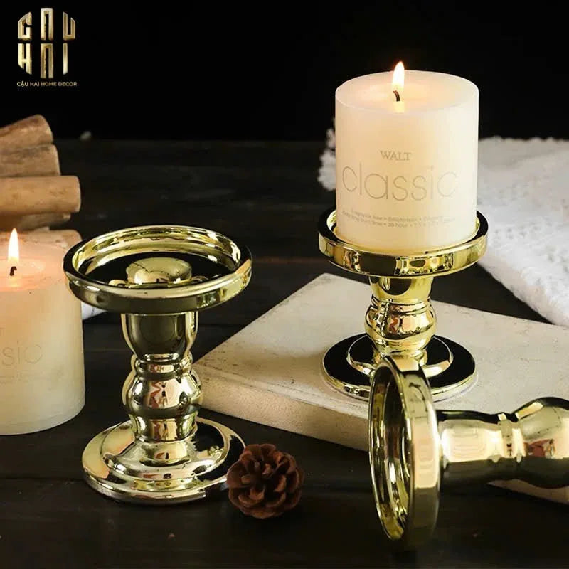 Set 3 Đế Nến Thuỷ Tinh Gold Lacquered Crystal-CẬU HAI HOME DECOR