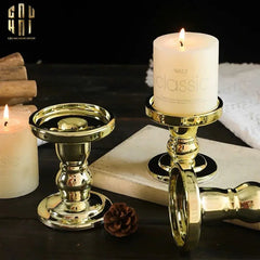 Set 3 Đế Nến Thuỷ Tinh Gold Lacquered Crystal-CẬU HAI HOME DECOR