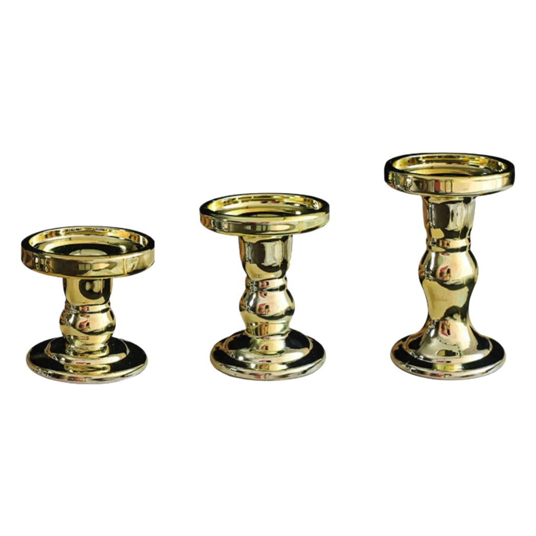 Set 3 Đế Nến Thuỷ Tinh Gold Lacquered Crystal - CẬU HAI HOME DECOR