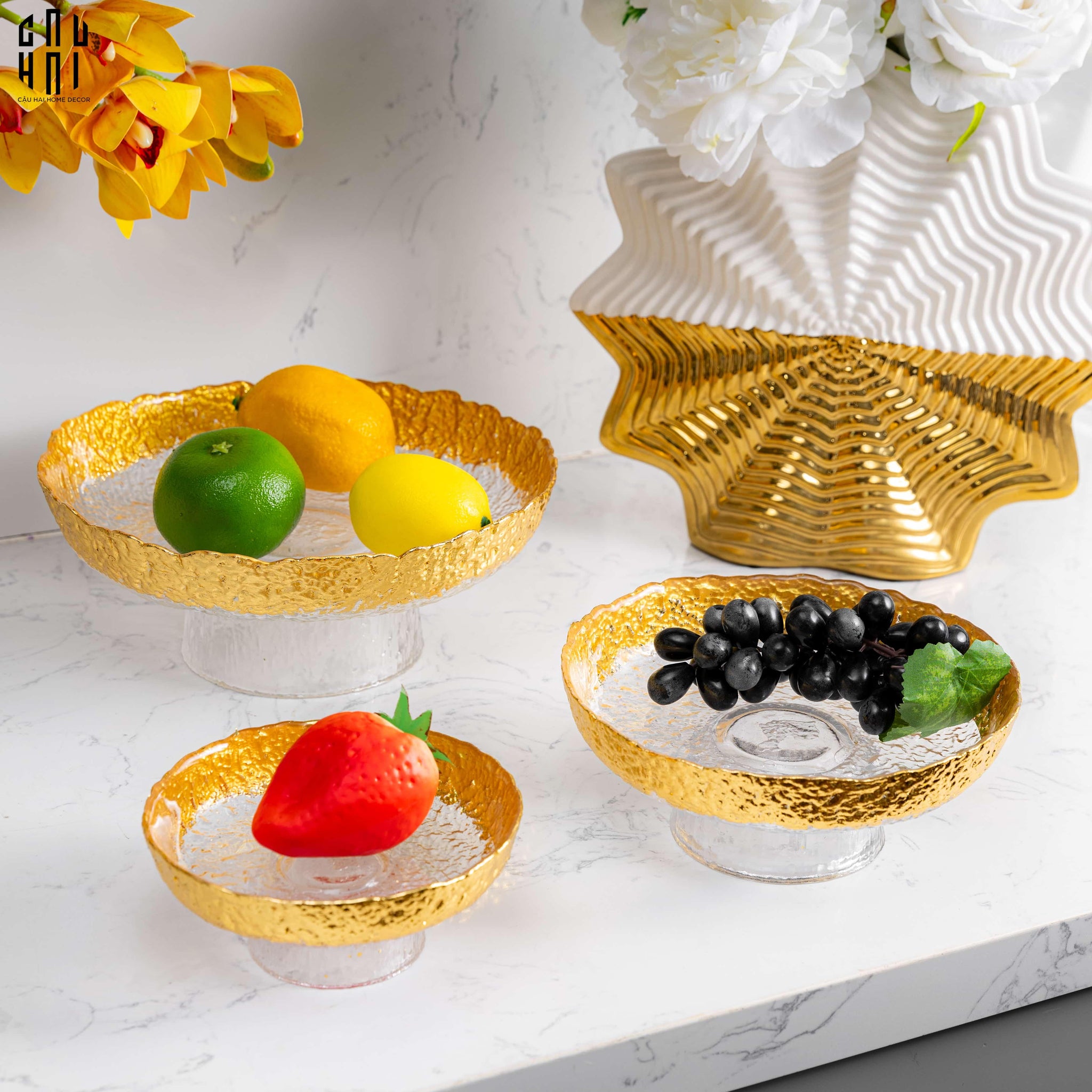 SET 3 ĐĨA TRÁI CÂY THUỶ TINH MULLER SS25-CẬU HAI HOME DECOR